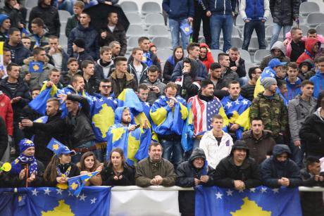 kosovo united opendemocracy demotix fitim selimi stands reserved fans match rights football official country