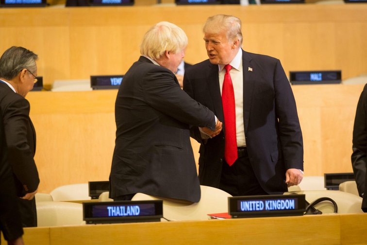 Boris Johnson and Donald Trump shaking hands